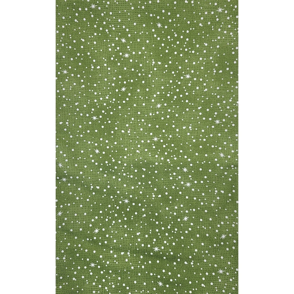 2yds Moda Fabrics BasicGrey Naughty or Nice‎ Green Snow/Starburst Fabric 30657